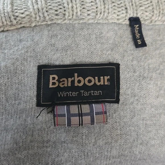 Barbour Millfire Knit Jumper – Light Grey Marl Winter Tartan Wool Blend US 14 - Picture 12 of 13